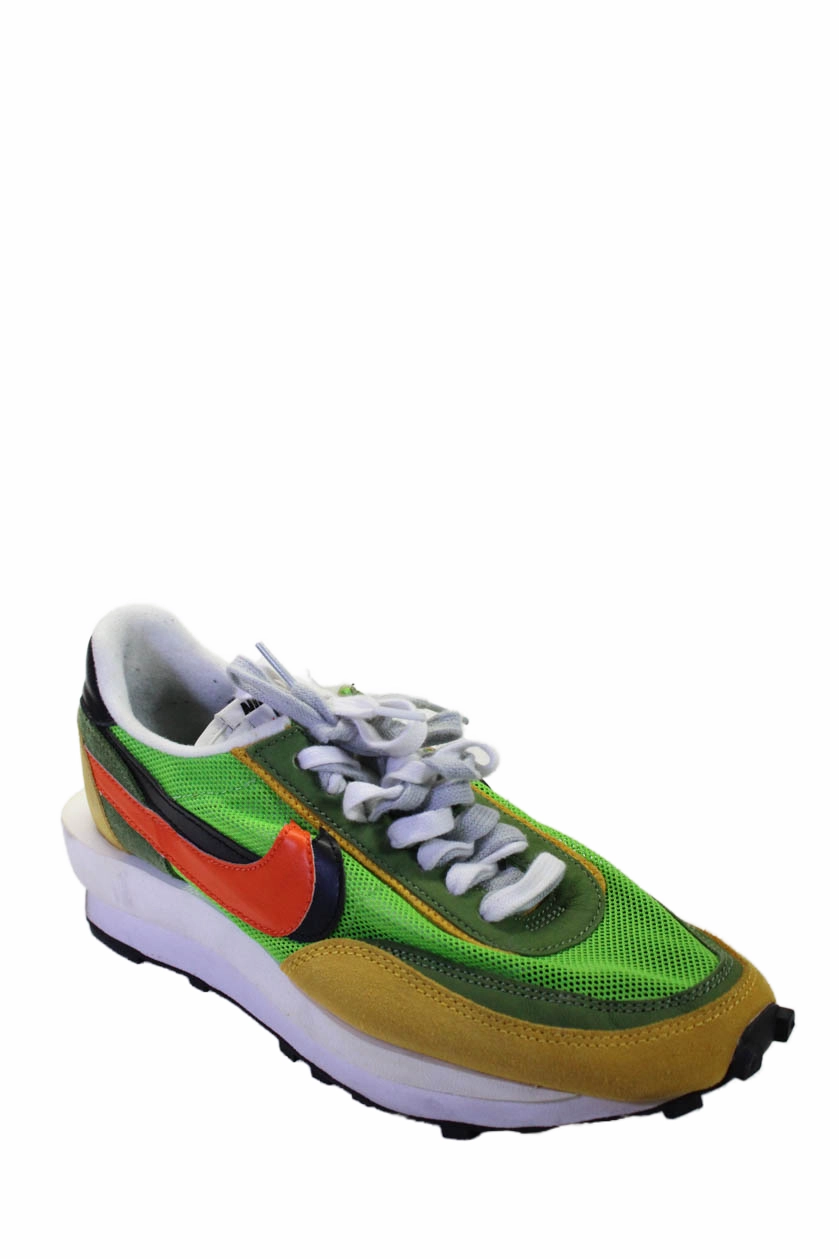 Nike x Sacai Mens LD Waffle Gusto Mesh Suede Trim Sneakers Green Gusto running for mental clarity Comfortable Fit Socks