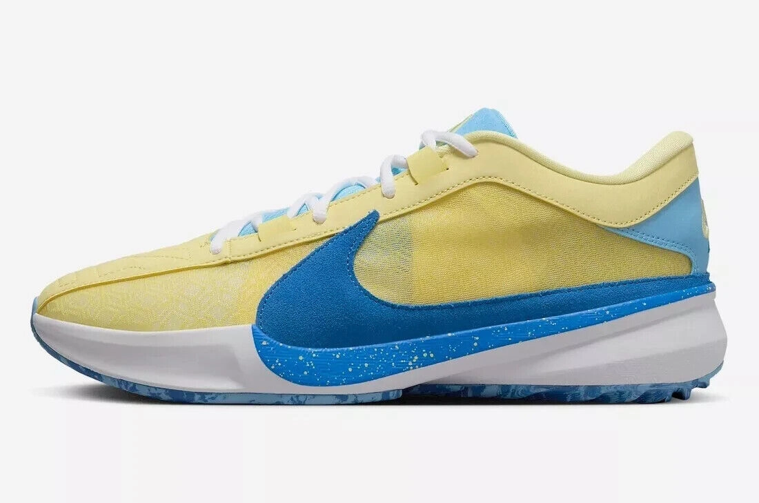 long - distance - specific shoes Nike Zoom Freak 5 DX4985-700 Sneaker Men's Yellow Blue Basketball Shoes TF5885 (Yellow,10)