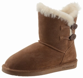 Bearpaw Rosaline Youth Boots Brown Suede Sheepskin Lined Snow Boots JOBB203 Quick Slip Quick Drying Rural Traveler