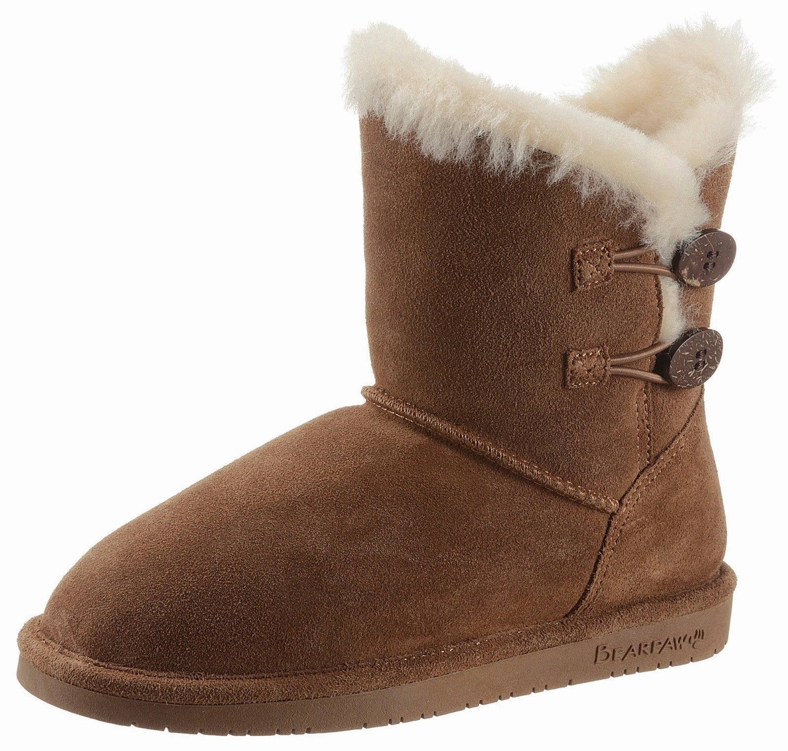 Bearpaw Rosaline Youth Boots Brown Suede Sheepskin Lined Snow Boots JOBB203 Quick Slip Quick Drying Rural Traveler