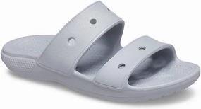 Crocs Unisex Classic Two-Strap Slide Sandals - Light Grey Cozy Travel Shoes