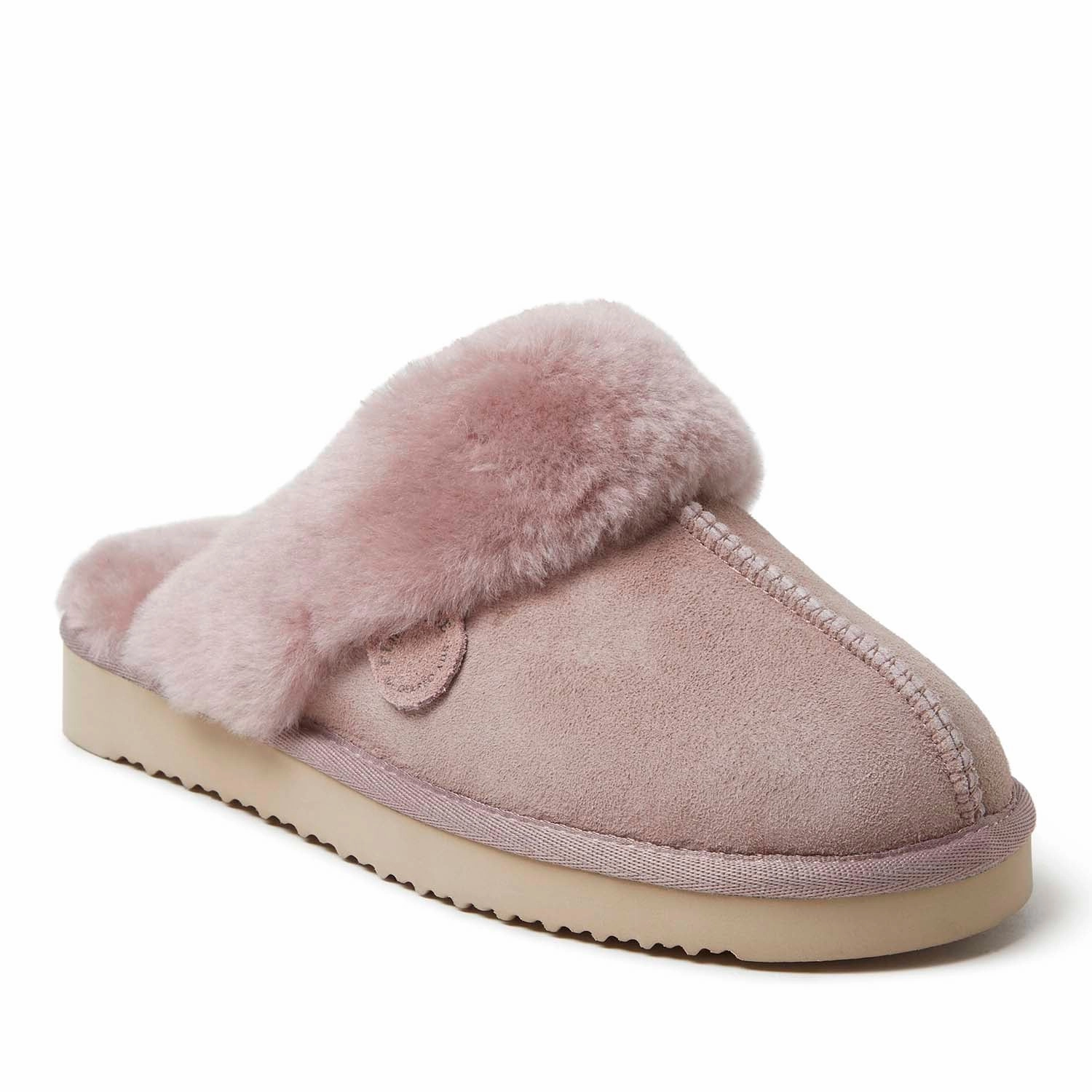 Summer Ready Anti slip technology Fireside By Dearfoams Women's Sydney Genuine Shearling Scuff