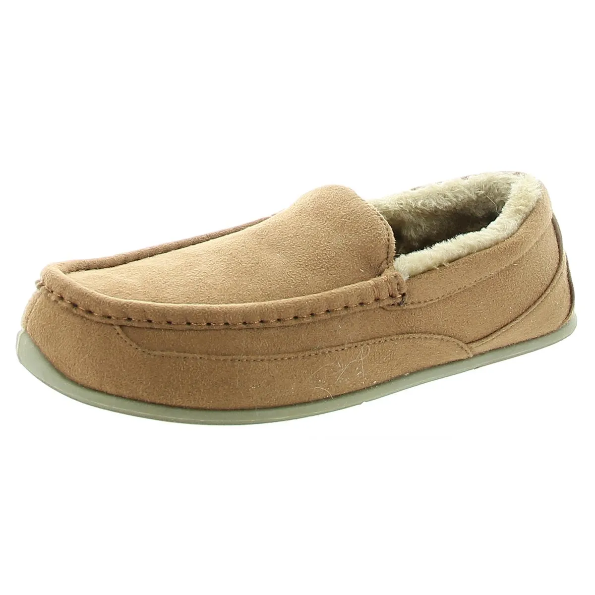 Spun Mens Comfort Insole Faux Fur Lined Loafer Slippers Slip-Resistant Sole