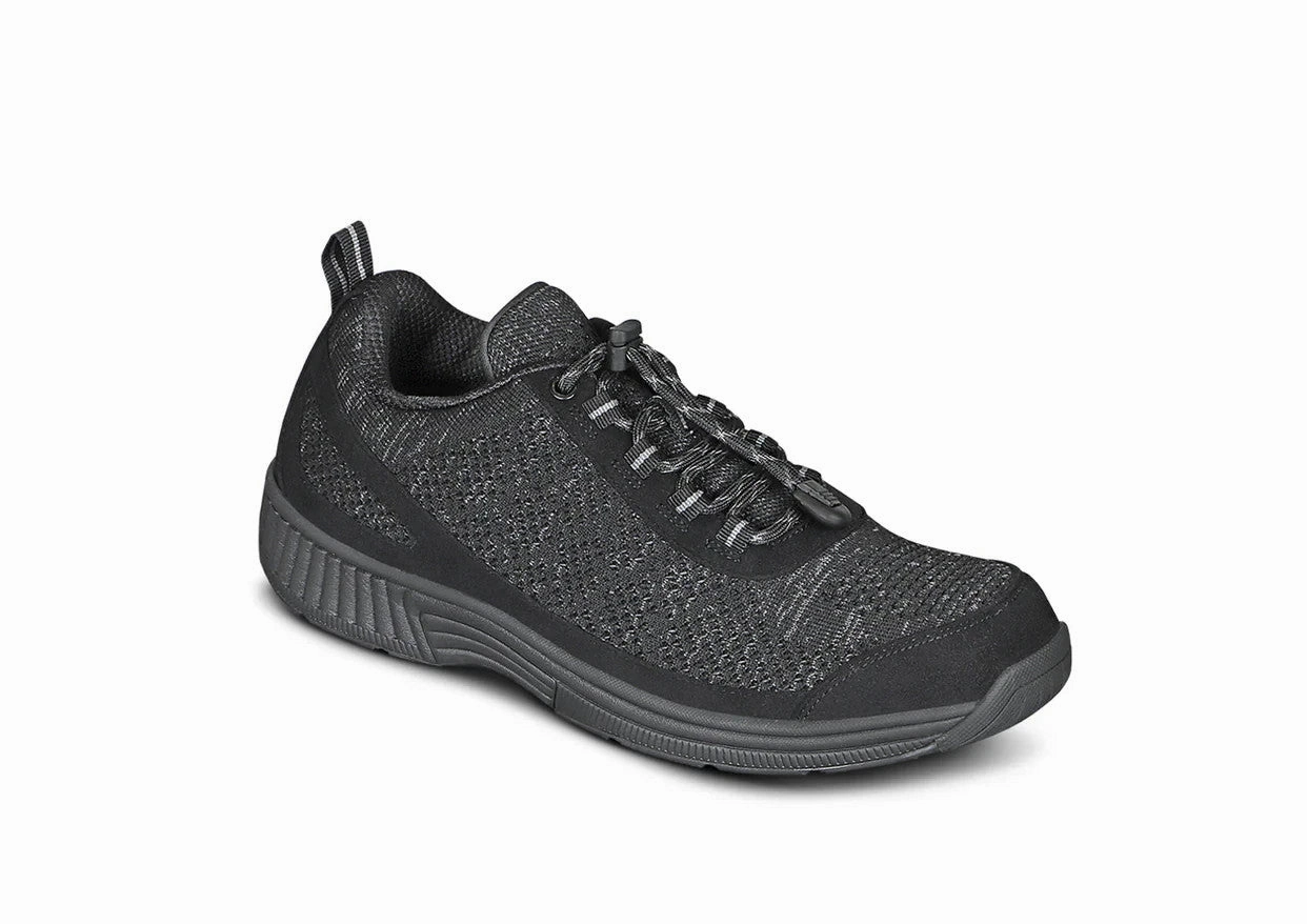 kids' athletic footwear running in a coral reef area shoes OrthoFeet Lava 633 Sneaker Men's Black Stretchable No-Tie Orthopedic RHS4830