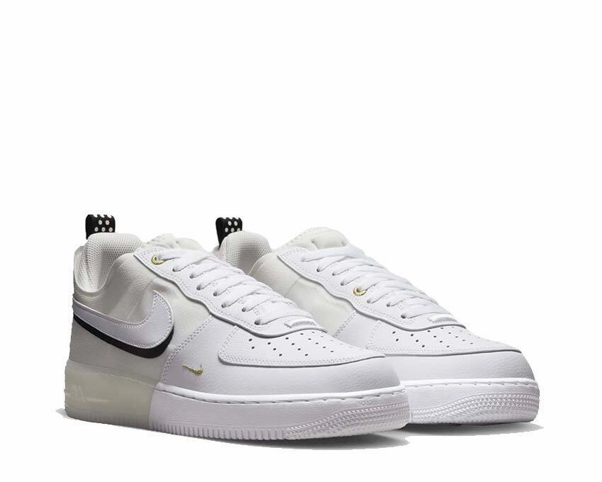 parkour shoes zipper shoes Nike Air Force 1 React DQ7669-100 Men's White Sail Leather Sneaker Shoes NR6315 (9.5)