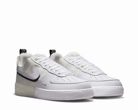 parkour shoes zipper shoes Nike Air Force 1 React DQ7669-100 Men's White Sail Leather Sneaker Shoes NR6315 (9.5)
