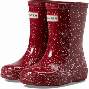 Hunter First Classic Giant Glitter Kids Burgundy Waterproof Rain Boot JOBB1815 Sleek Construction