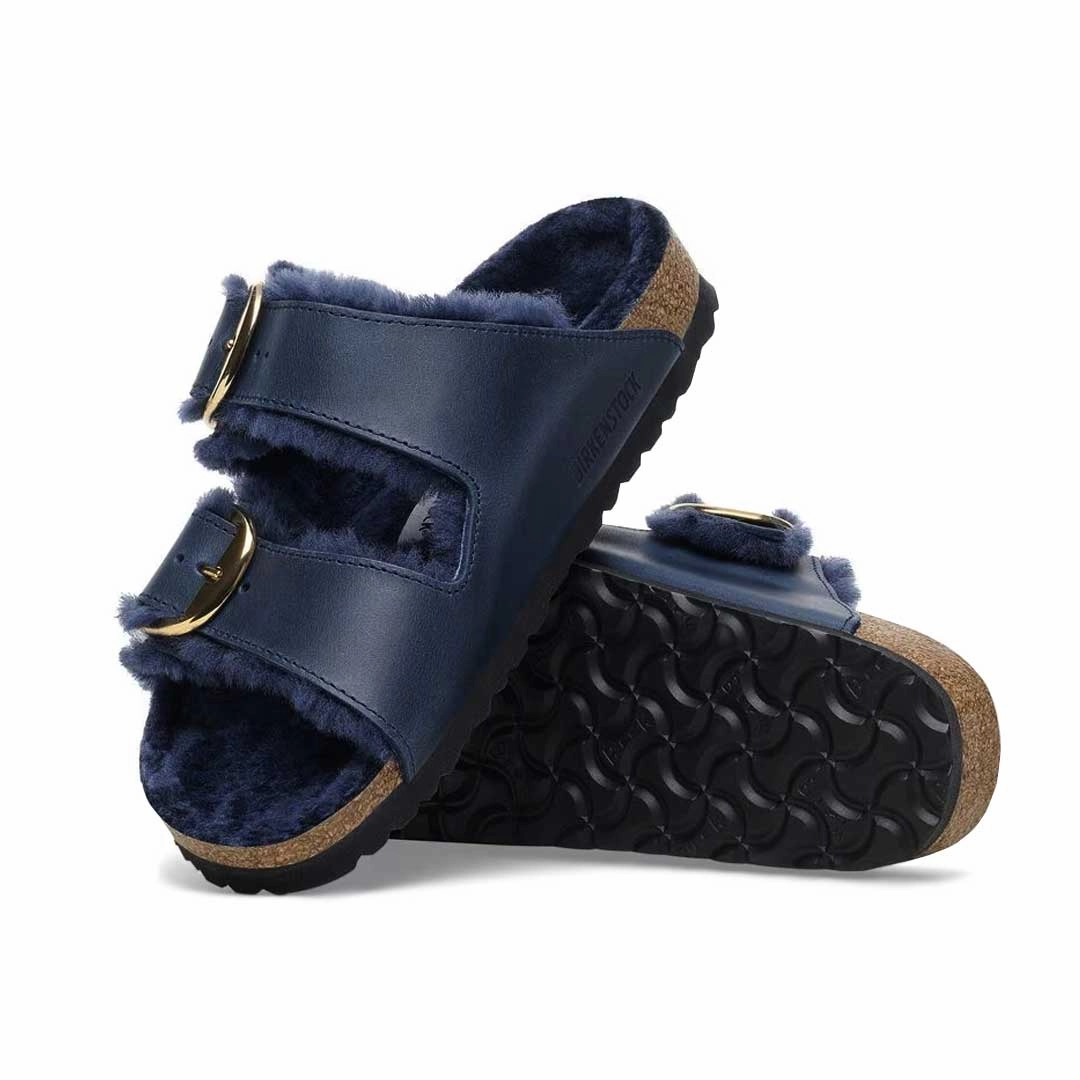 Birkenstock - Women's Arizona Big Buckle Shearling Oiled Leather Slides (Narrow) (1023139) Windy day Daily Basic