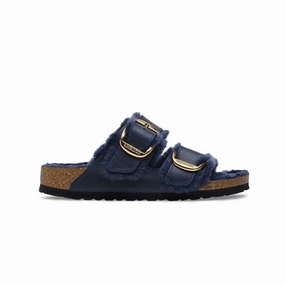 Birkenstock - Women's Arizona Big Buckle Shearling Oiled Leather Slides (Narrow) (1023139) Customizable Straps