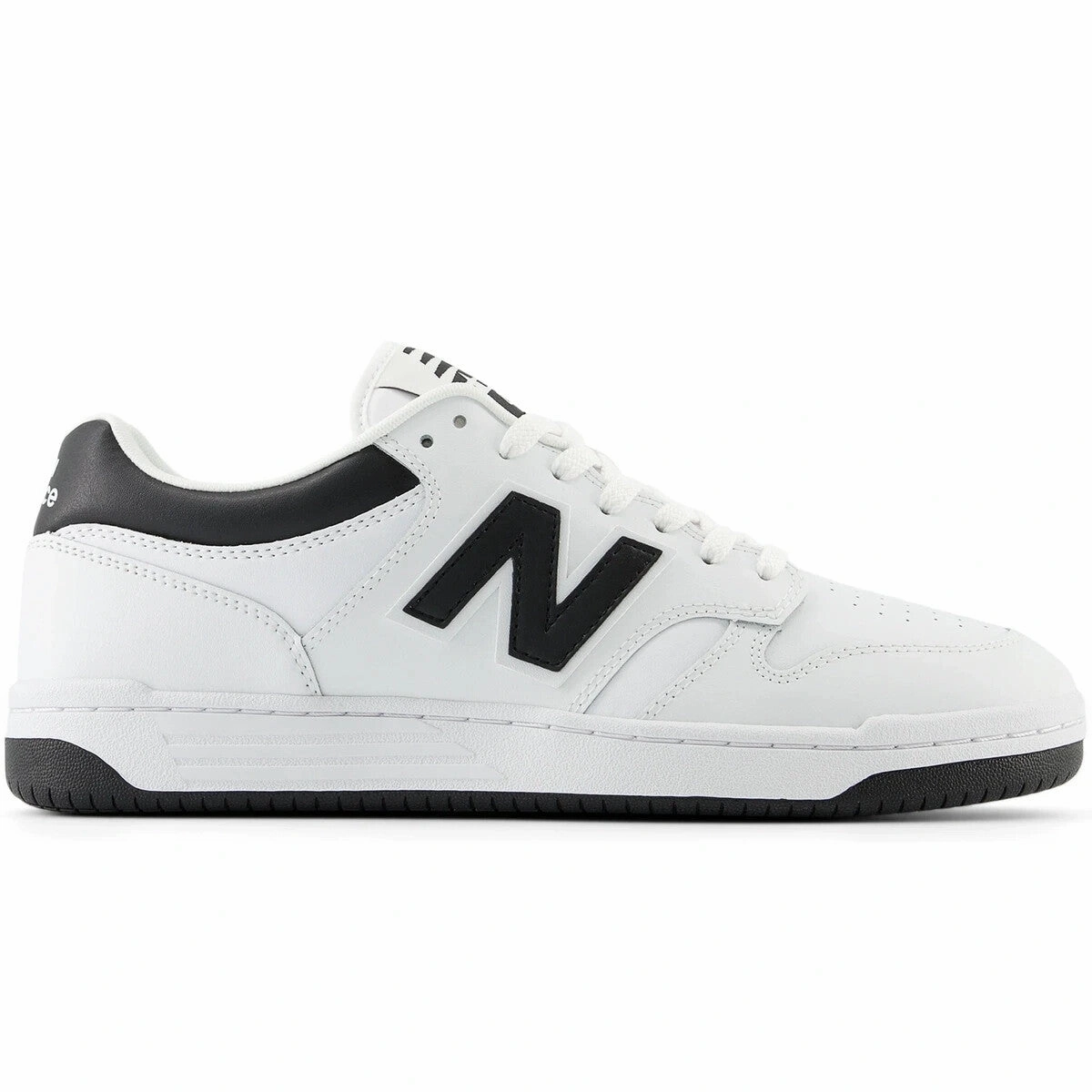 narrow - fit option Comfortable Heel Cup New Balance BB480LBK Sneaker Men's 5 Black White Leather Lifestyle Shoes ZOGG122