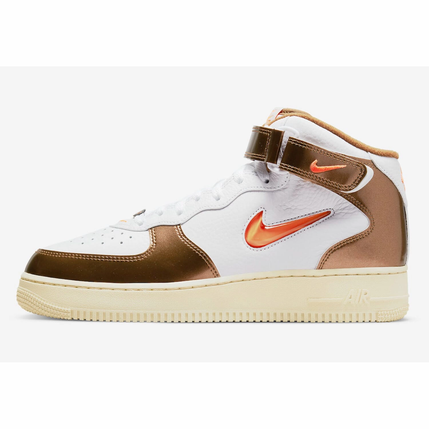 high - top ankle protection breathable - lining - breathability shoes Nike Air Force 1 Mid QS White/Total Orange-Ale Brown  DH5623-100 Men's