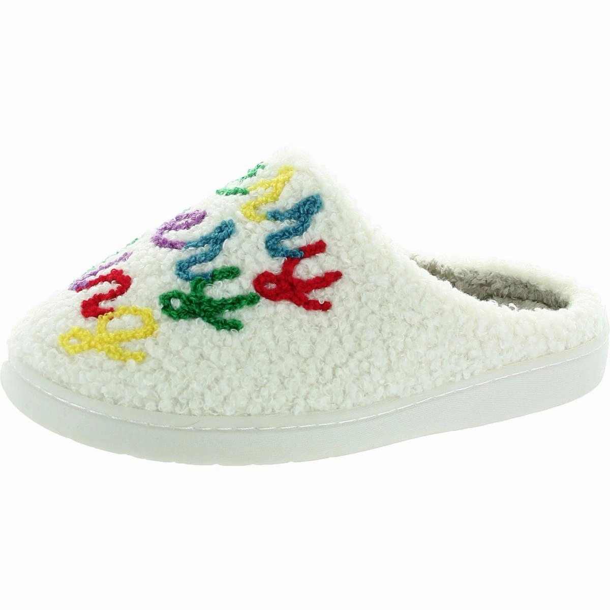 Cozi Womens Faux Fur Lined Faux Fur Slide Slippers Closed Toe Stretchable Upper