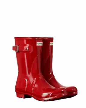 Women's Original Short Gloss Rain Boots In Military Red Effortless Look