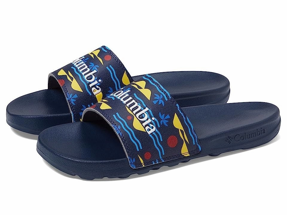 Columbia Hood River Sandals Kids Navy Comfort Round Toe Slip On Slide JOBB866 Cushioned Footbed Vacation Fit