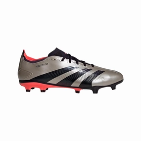 Adidas Predator League FG Platinum Metallic / Aurora Black / Turbo Red  IF6349 Men's flexible leather shoes Stylish Design