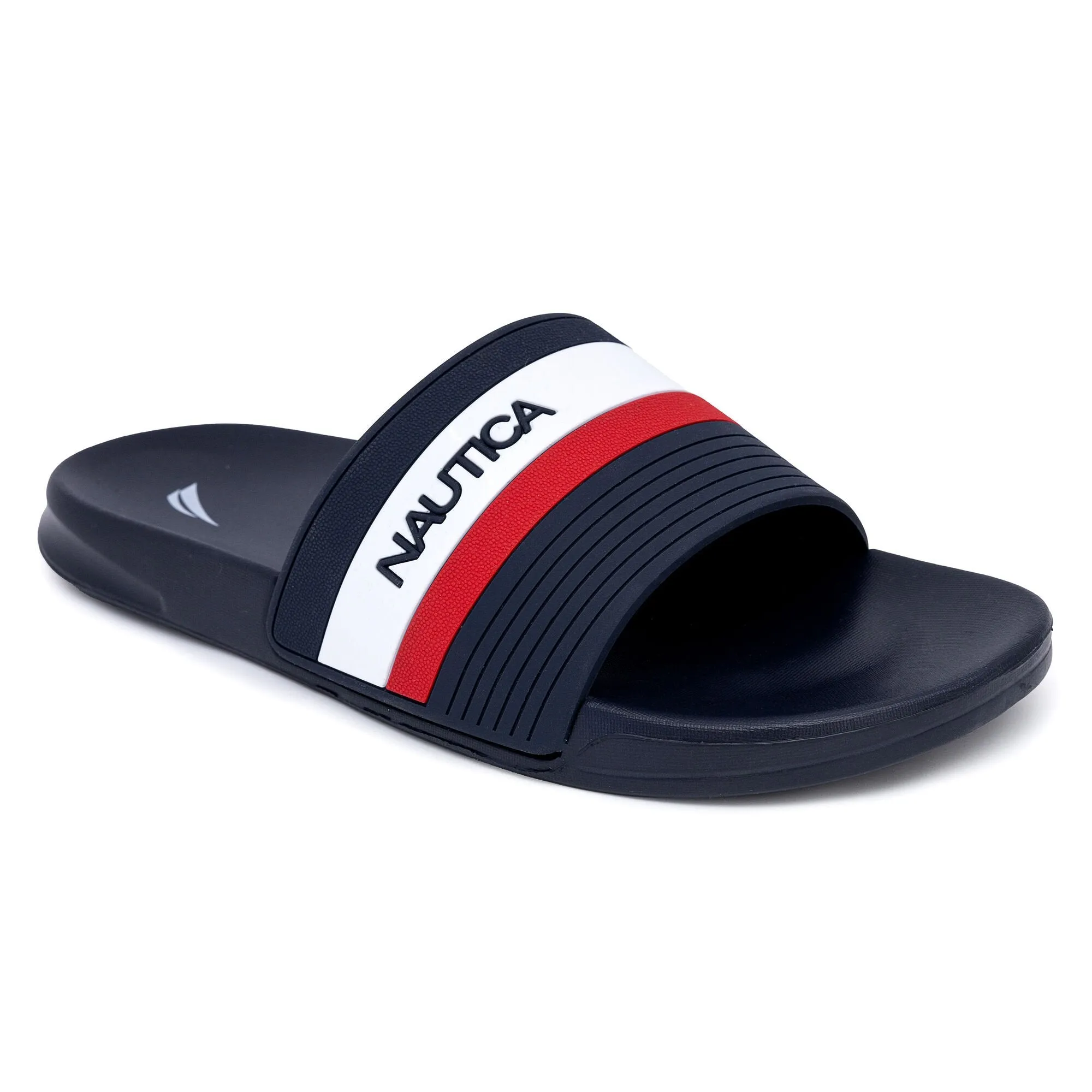 Non-Slip Sole Firm Step Nautica Mens Logo Slide Sandal