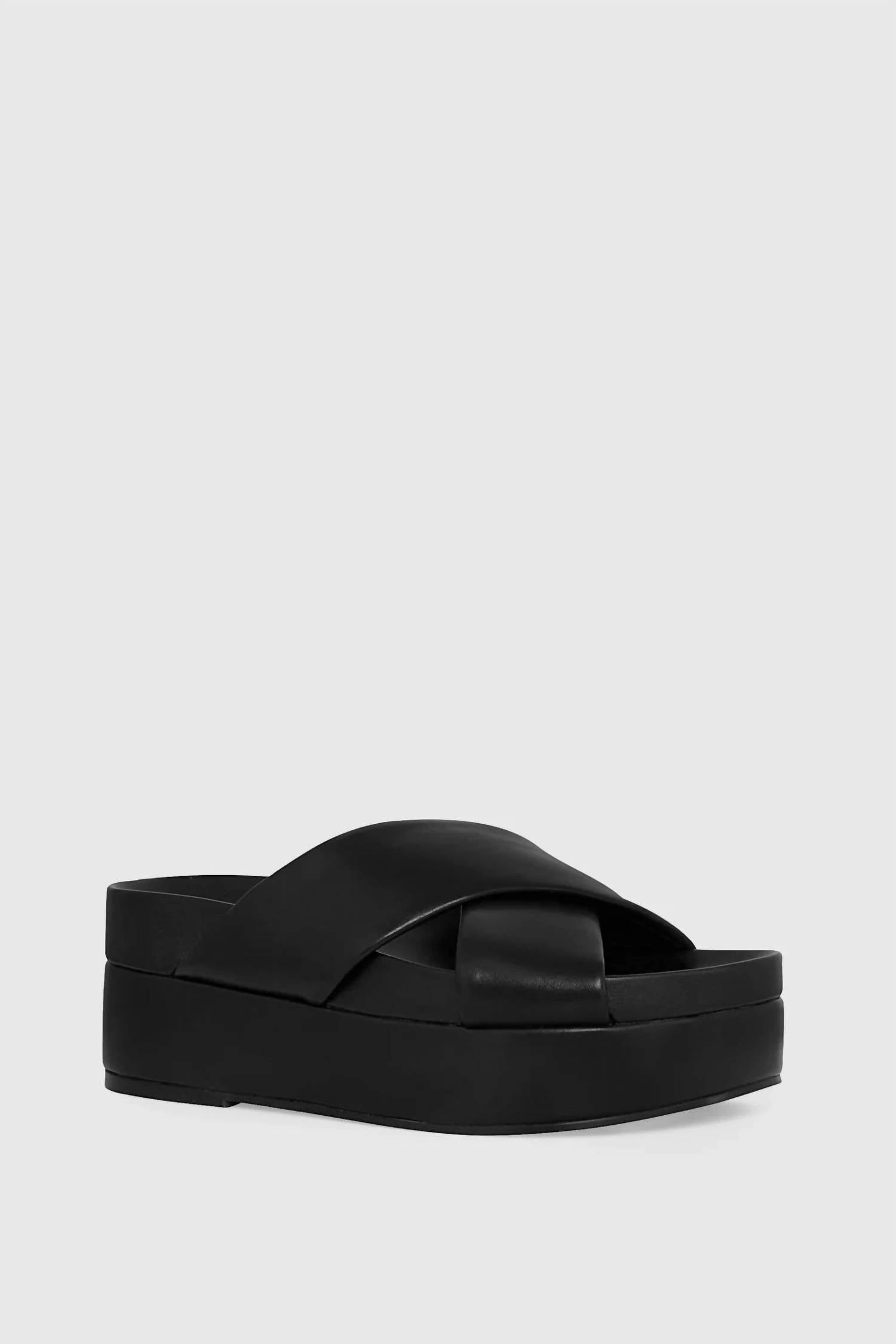 Platform Slide In Black Simple Step Footwear Easygoing Shoes