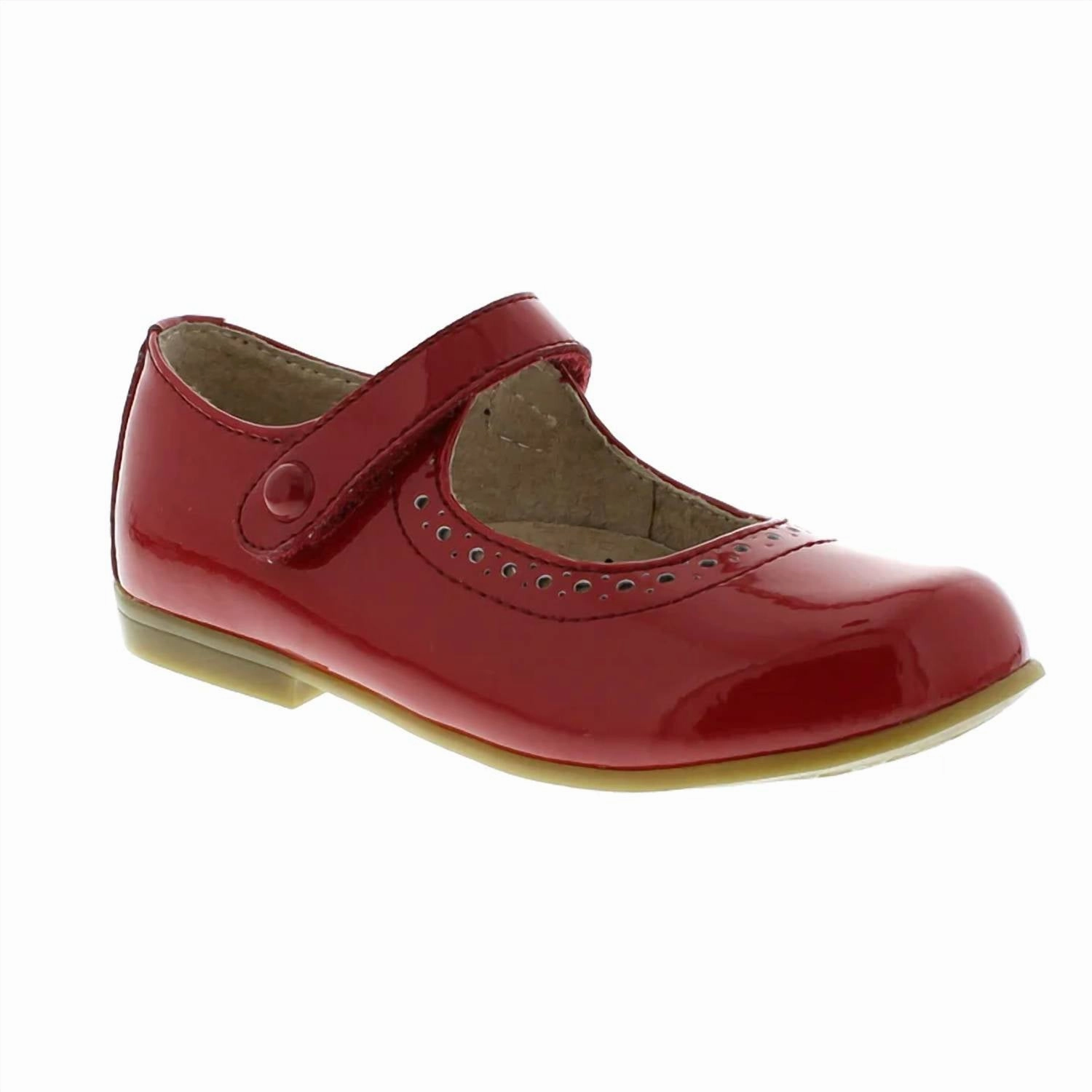 Odor Resistant Crisp Trim Girl's Emma Shoe - Medium/wide In Red Patent