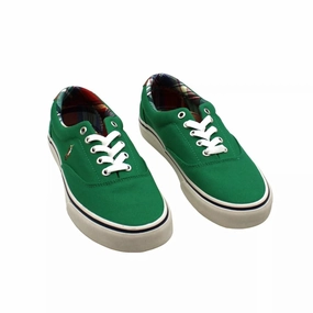Polo Ralph Lauren Keaton Pony Sneaker Men's Green Canvas Casual Shoes MKZZ85 running in sunny tracks shoes