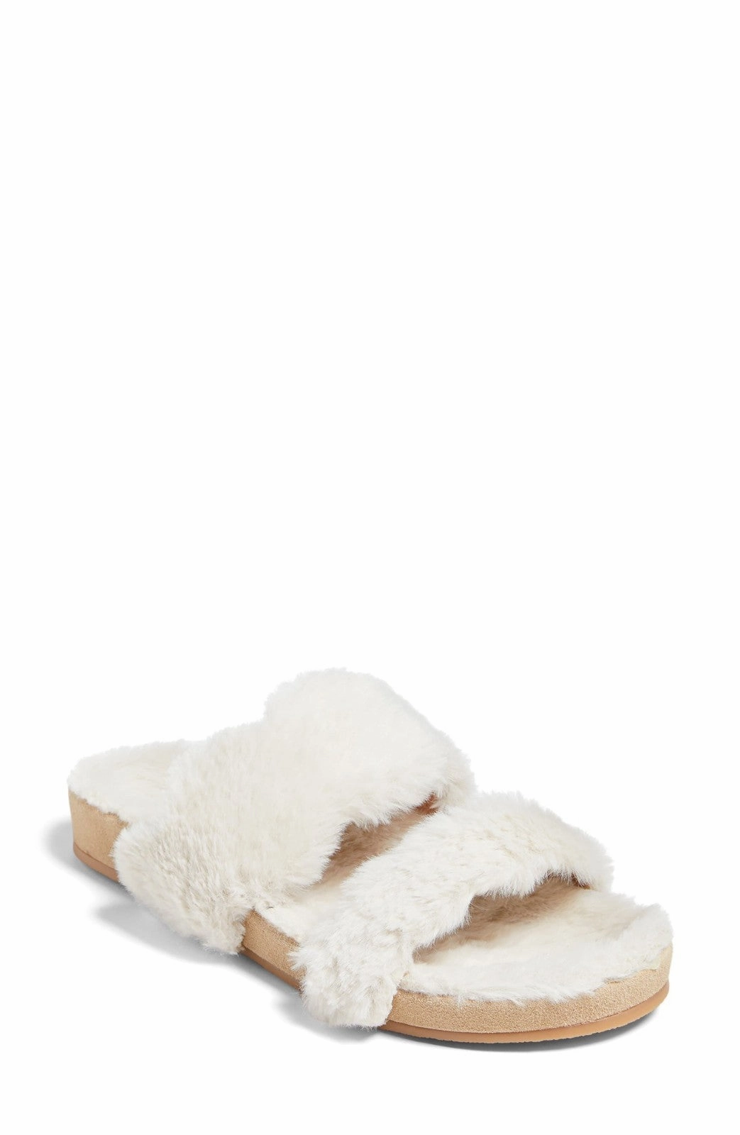 Jack Rogers Lauren Slippers Women's  White Faux Fur Slip-On Slide JOBB1455 SlipOn