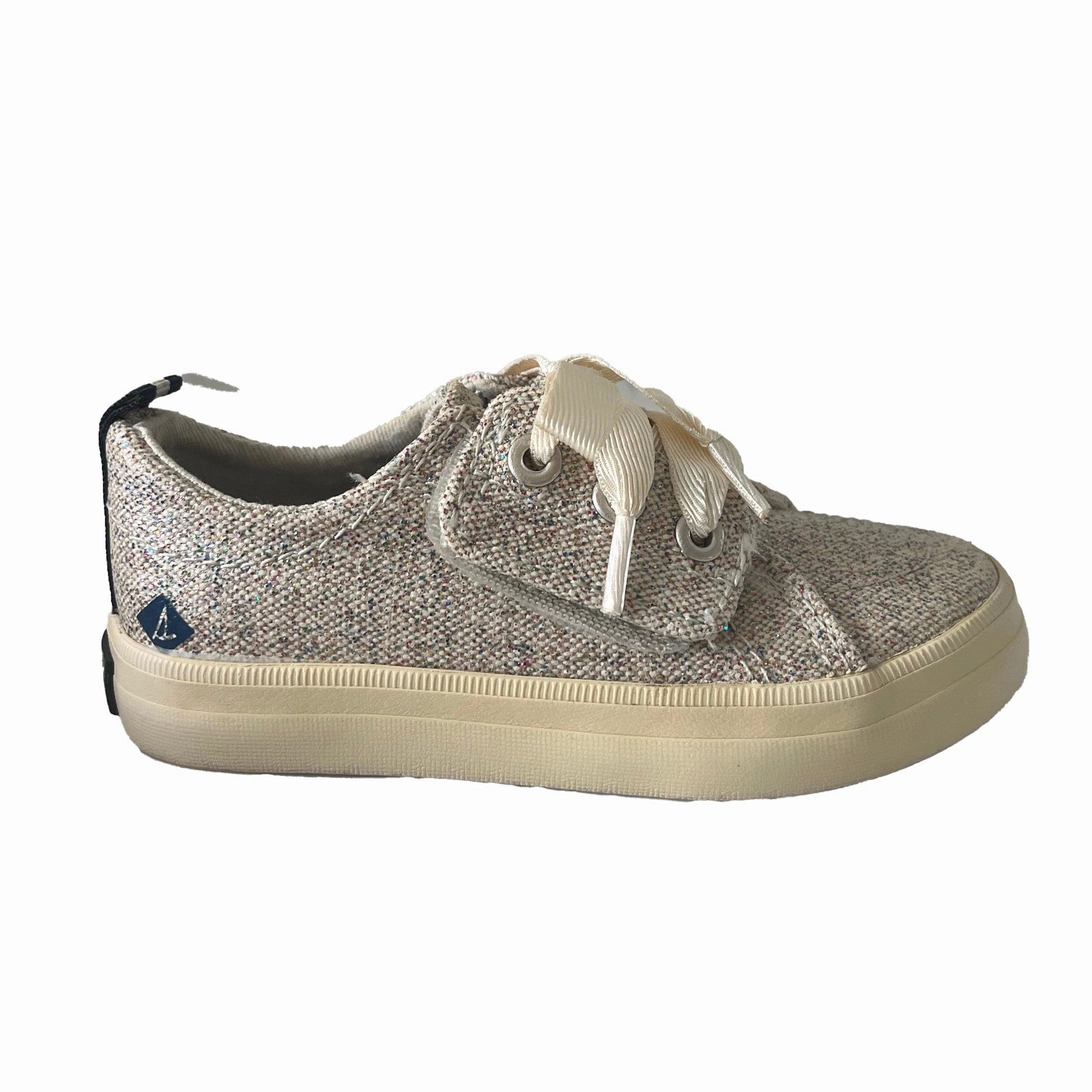 Slip-On Comfort Sperry Girls Ivory Sparkle Sneakers