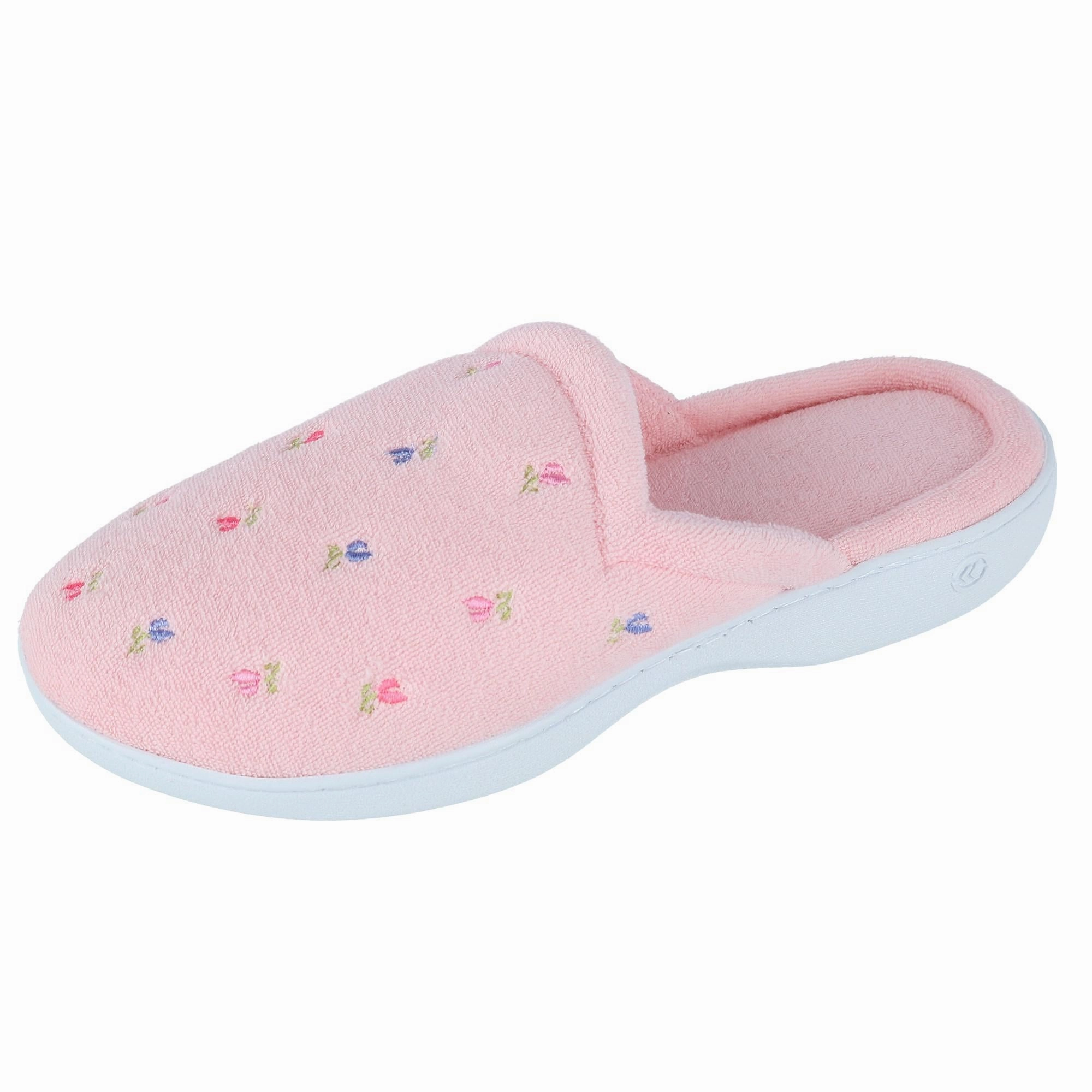 heel cup Quality Construction Women's Terry Scalloped Embroidered Clog Slippers