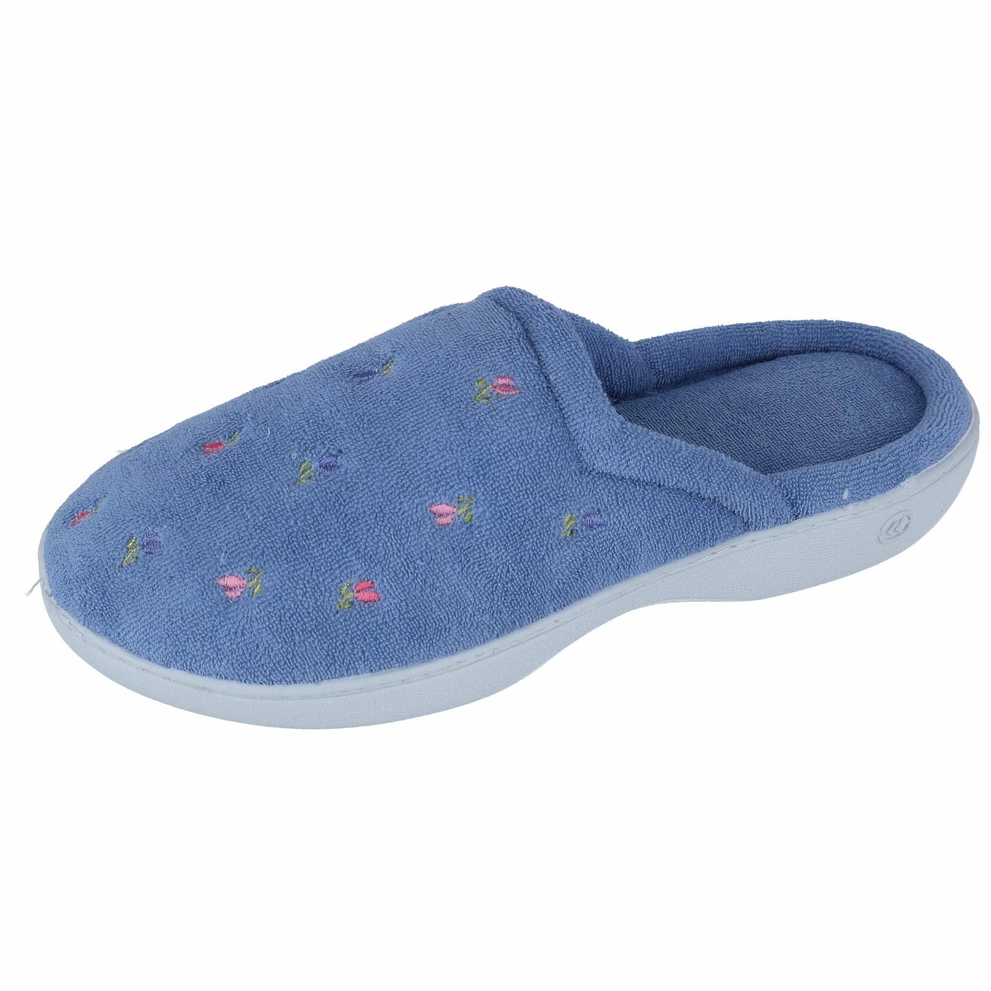 Open Toe Style Quick Fit Shoes Women's Terry Scalloped Embroidered Clog Slippers