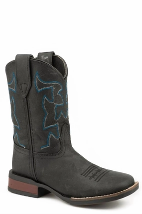 Beach Walk Padded Kid's Cow Hide Oiled Boots In Black