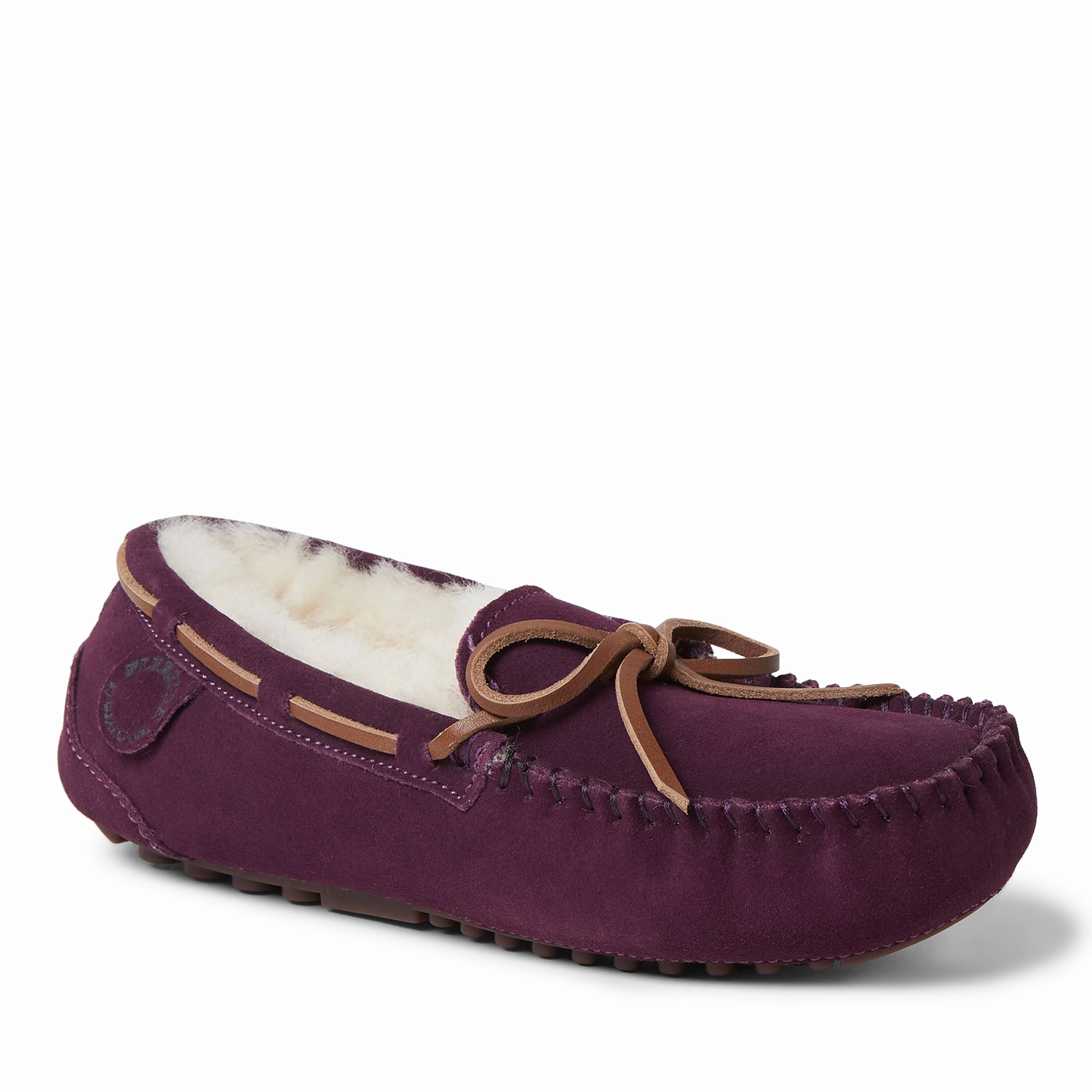Slip-On Relaxation Fireside By Dearfoams Women's Victoria Genuine Shearling Moccasin with Tie