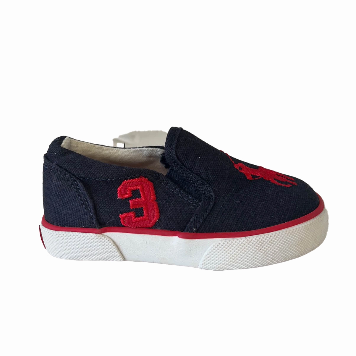 Ralph Lauren Boys Black | Red Sneakers Foot Flex