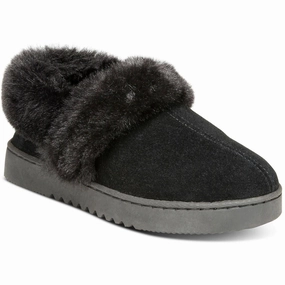 Womens Faux Fur Lined Suede Bootie Slippers portable