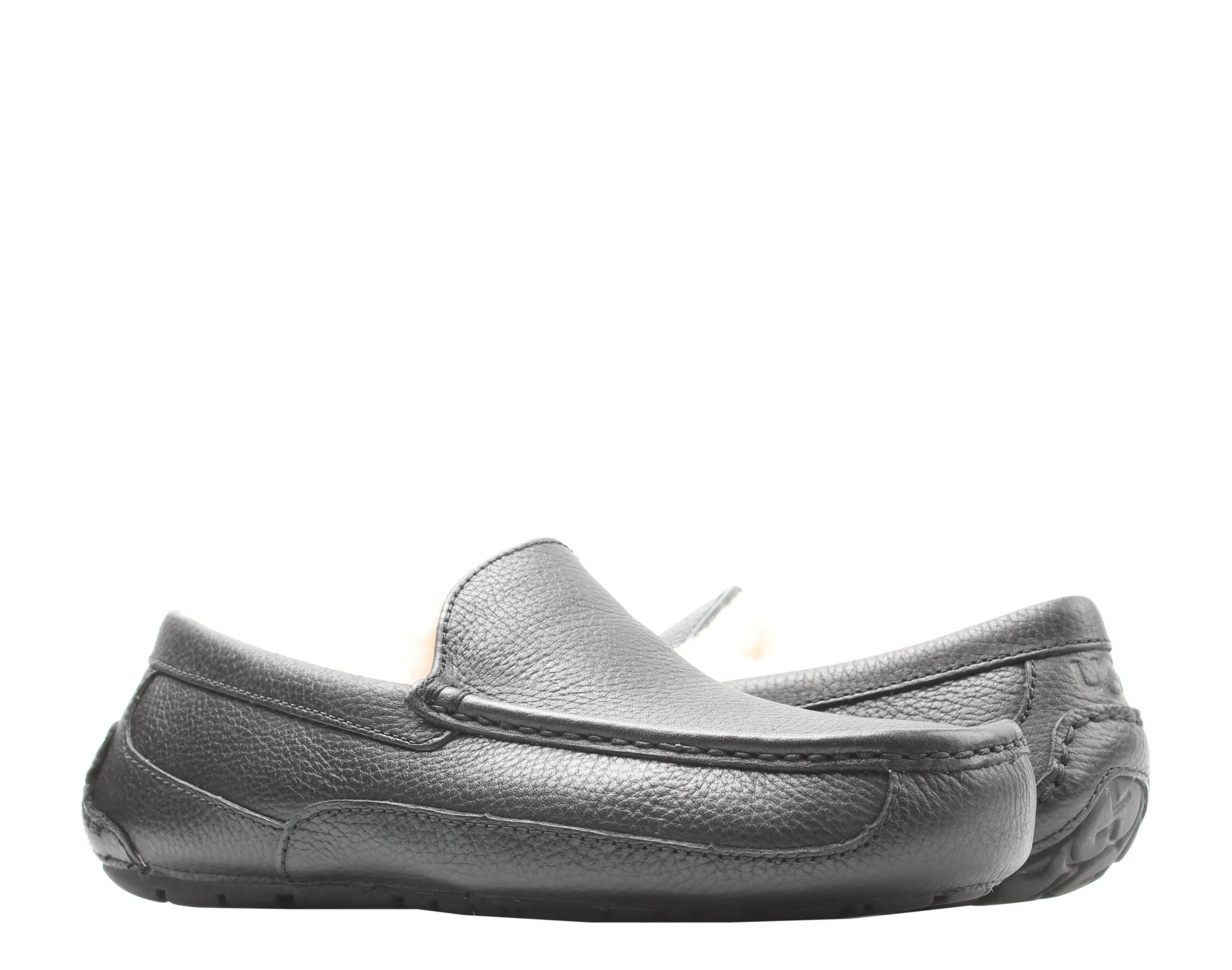 UGG Australia Ascot Leather Moccasin Black Men's Slippers 5379B-BLK Walking Fit Nude Calm