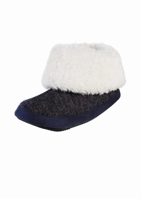 Smart Features Effortless Walk Fit Women's Heather Knit Marisol Boot Eco Comfort Slipper In Navy Blue