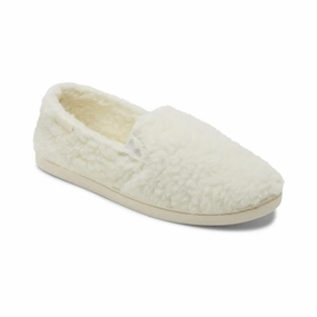 All-day Comfort Roxy Fur Sure Slippers Womens  White Cozy Round Toe Slip-On Sneaker JOBB1254