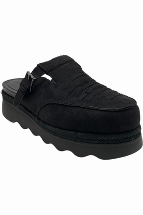 Aerosoles Wyoming Slippers Women's Black Suede Platform Comfort Mule JOBB636 Padded Straps Casual Wear