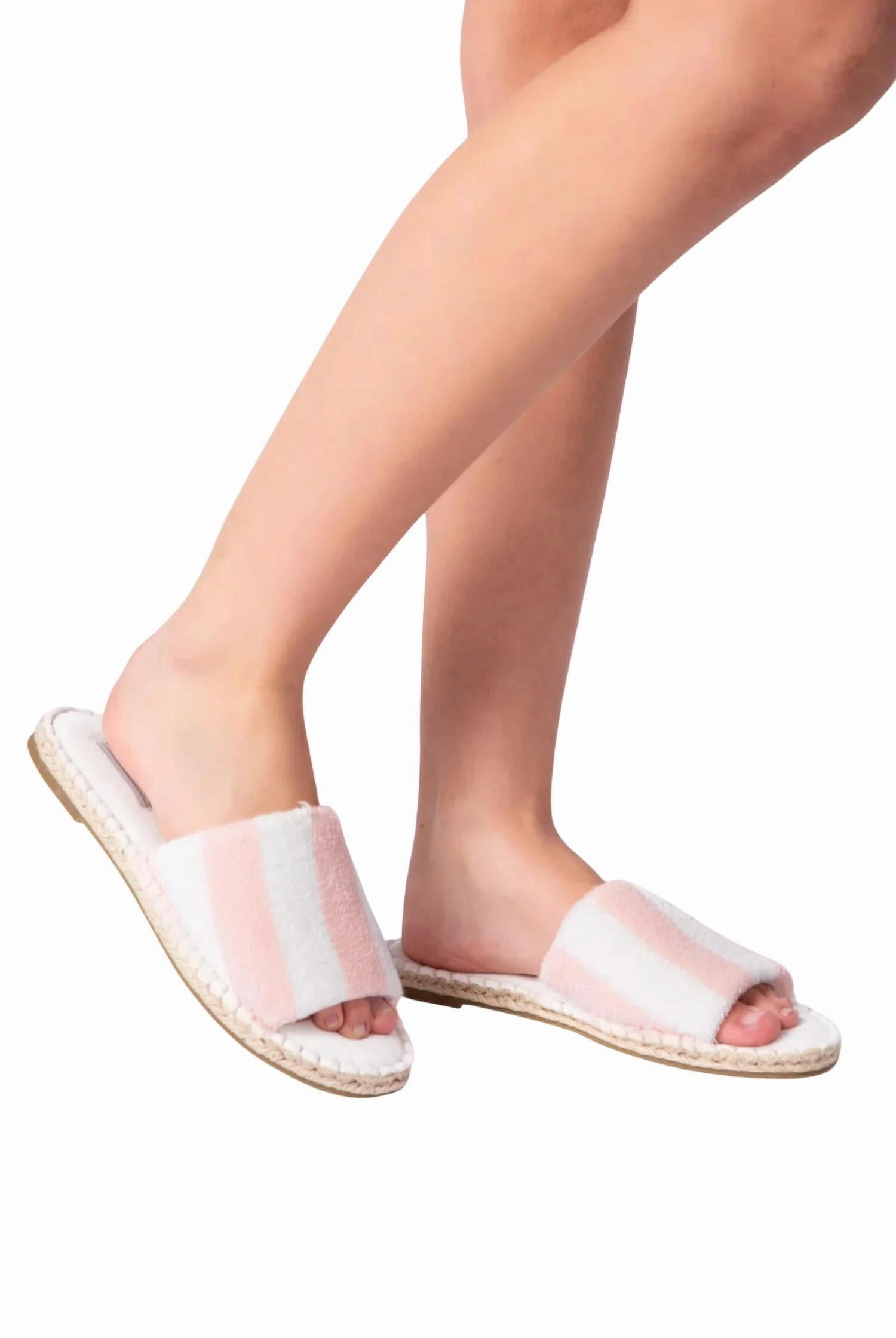 Resort Striped Essential Slides In Pink Rose Jogging Durable Rubber