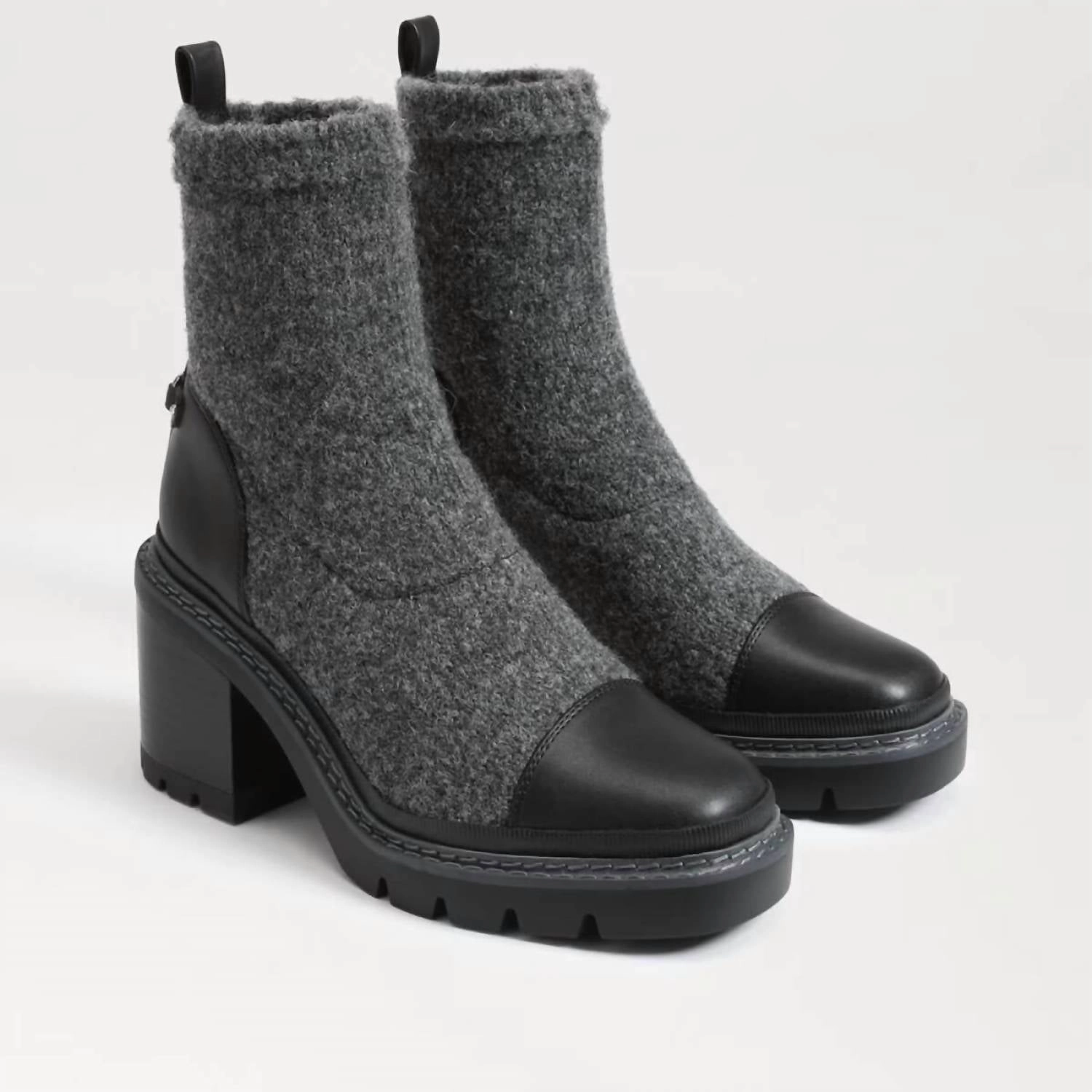 Versatile Outfit Rozanna Knit Bootie In Charcoal/black