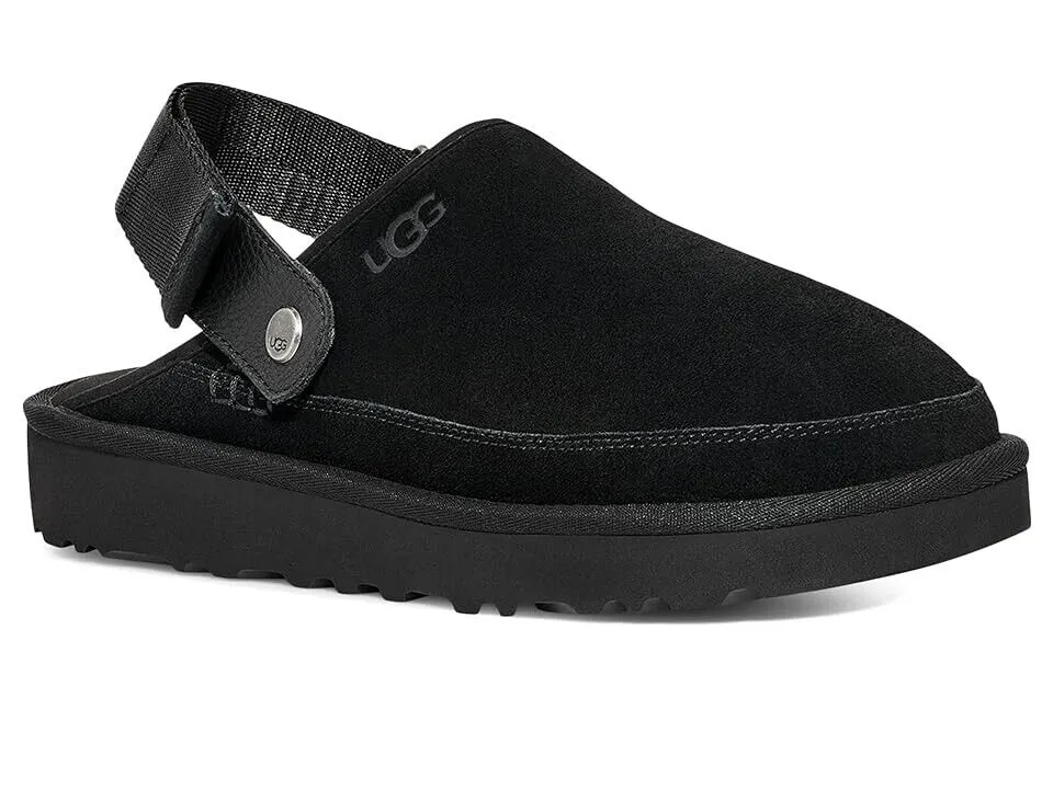 Open Wear Flight Day UGG Goldencoast Clogs Men's US 8 Black Suede Slingback Lifestyle Sandals ZPO2181