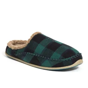 Casual Footwear for Vacation Good Weather Deer Stags Nordic Men's  Green Plaid Faux Shearling Slip-On Slippers JOBB811