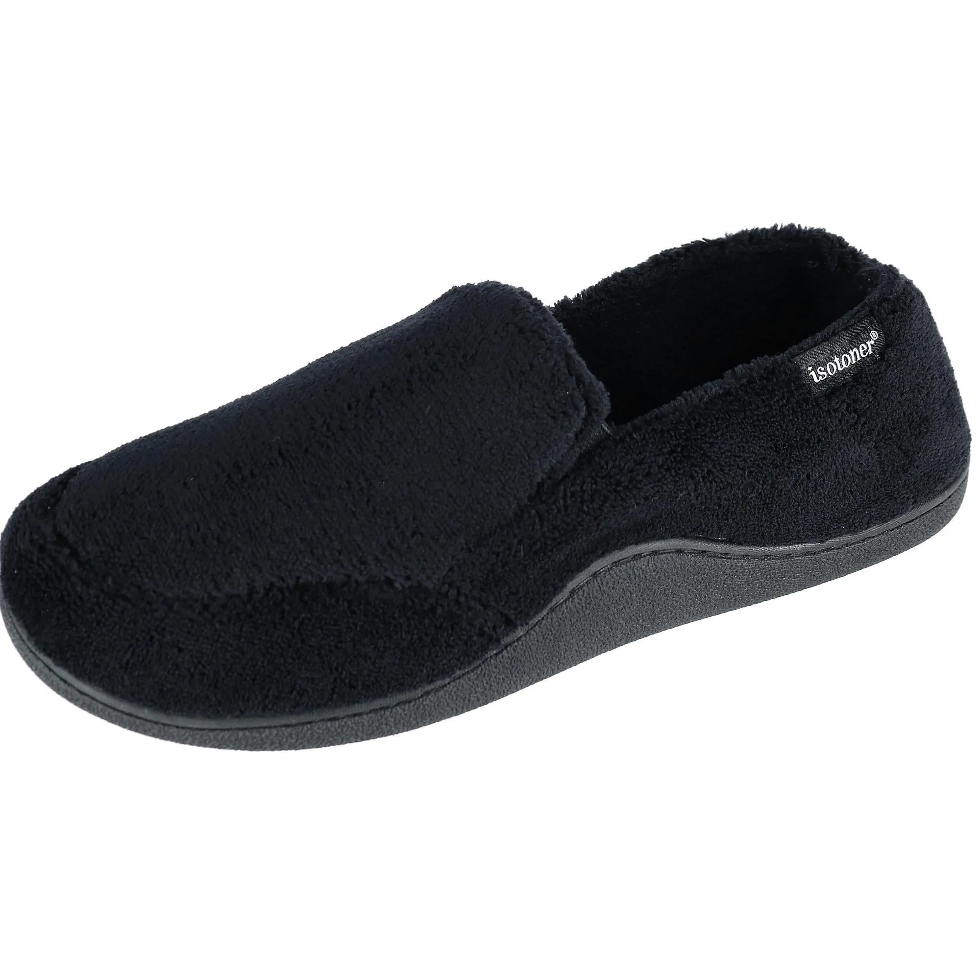 Men's Microterry Memory Foam Indoor/Outdoor Slip-On Slippers Travel Days Heel Support