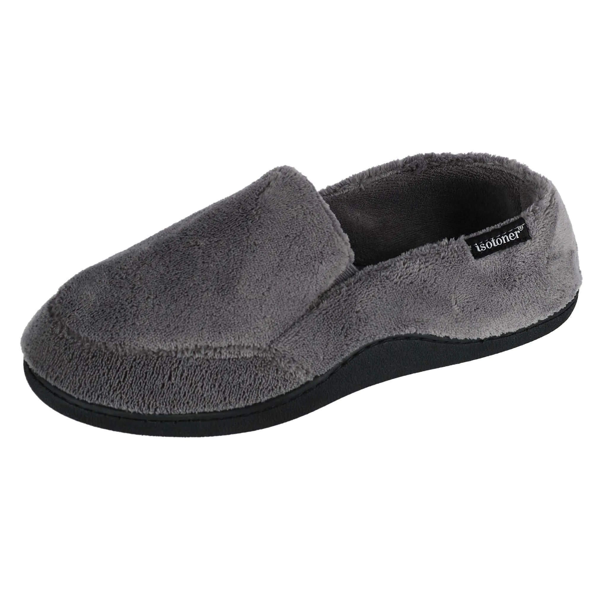 Men's Microterry Memory Foam Indoor/Outdoor Slip-On Slippers Padded collar