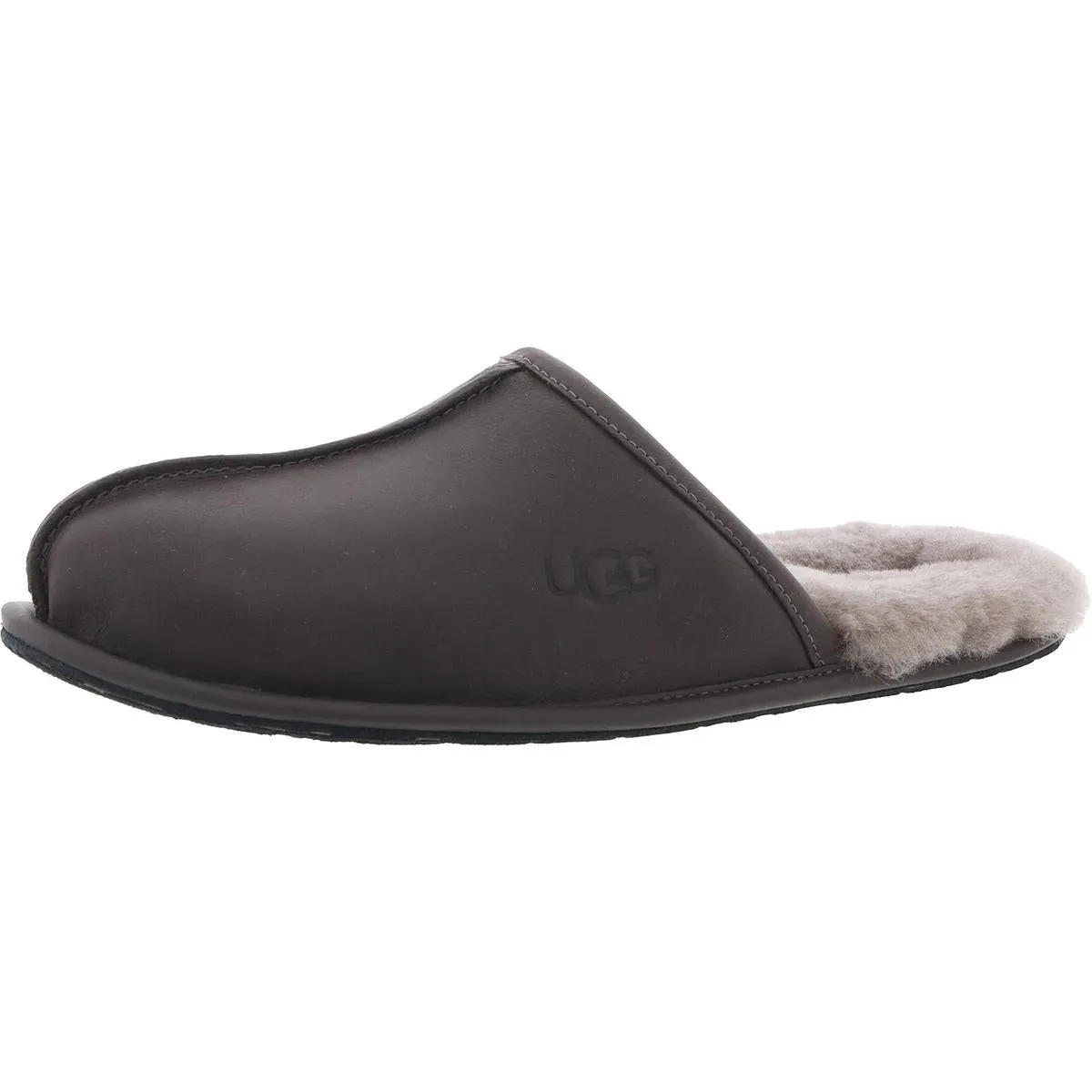 Scuff Mens Lined Leather Scuff Slippers Sunny Walk Grip Support