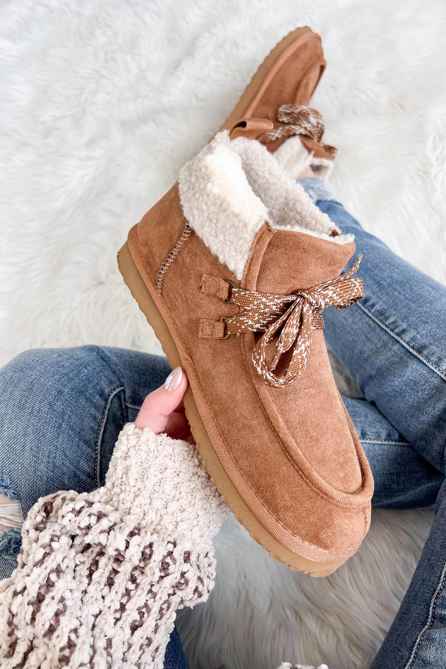 Sherpa Lined Slipper Boot In Brown Breathability Everyday Slip