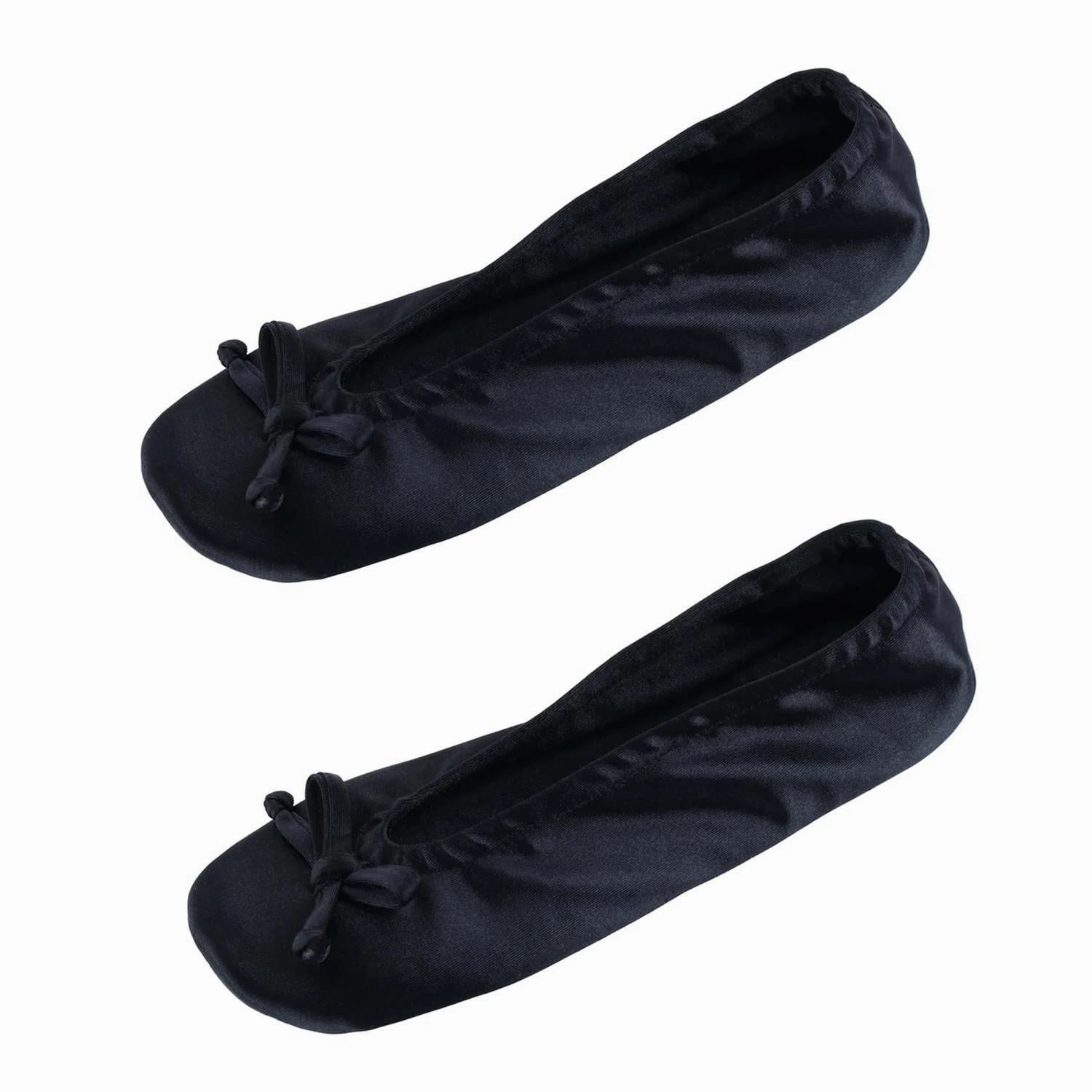 Durable Upper Women's Satin Ballerina Slipper House Shoe (Pack of 2)