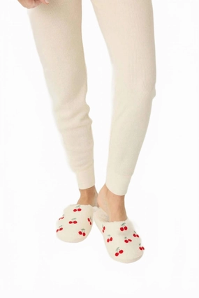 Women's Cherry Fun Slippers In Ivory Anti   Static