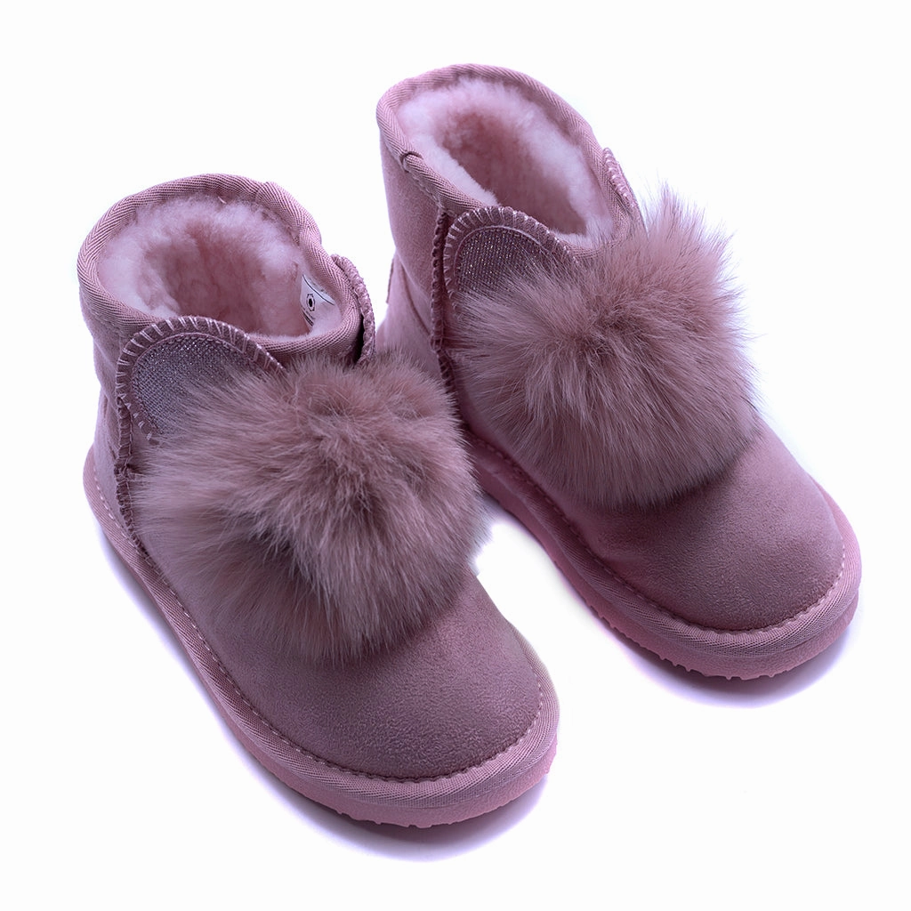 Pink Fur Boots Street Fashion Mud Resistant Rainy Days