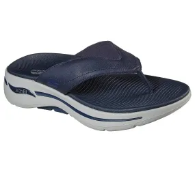 Skechers Go Walk Arch Fit 229022-NVY Sandals Mens 9 Navy Leather Thong EEE4032 Gentle Walk Comfy Outdoor Shoes