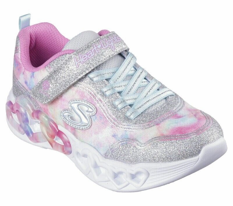 Skechers Heart Lights 303753L-SMLT Sneaker Kids 13.5 Sliver Glitter Shoes FZP174 (White,13.5) ActiveLifestyle
