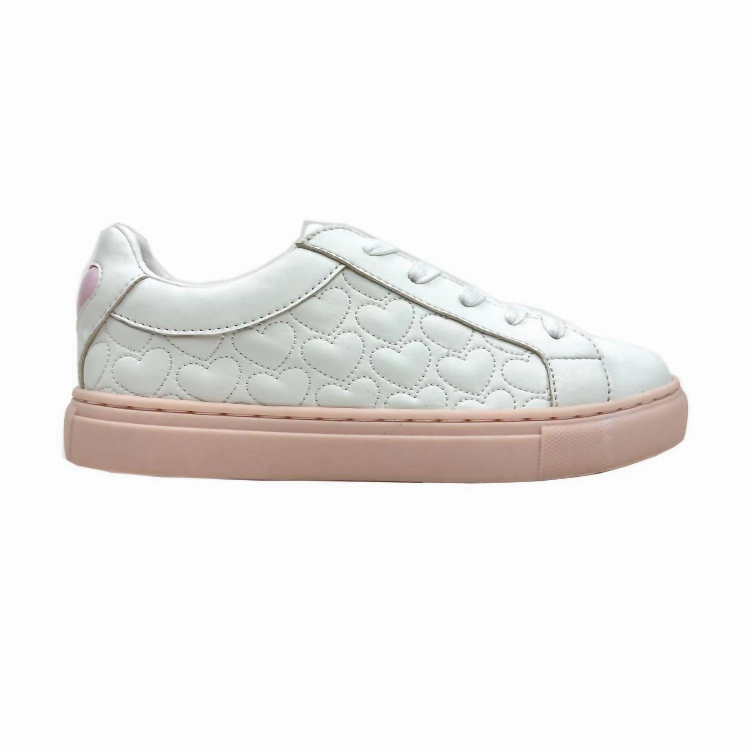 Kids Miss Ari Hearts Sneaker In White Heel Balance