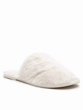 Michael Kors Frieda 40F2FRFA1D Women's White Faux Fur Slip On Slipper JOBB1633 Ankle Support Removable Footbed